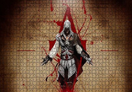 Cakapuzzle  Assassins Creed Suikastçi ve Leonardo Çizimi Puzzle Yapboz MDF Ahşap