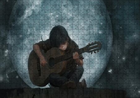 Cakapuzzle  Dolunay Çocuk Klasik Gitar Puzzle Yapboz MDF Ahşap