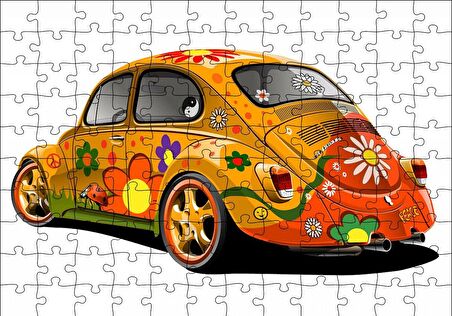 Cakapuzzle  Hippi Tosbağa Puzzle Yapboz MDF Ahşap