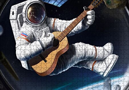 Cakapuzzle  Klasik Gitar Çalan Astronot Puzzle Yapboz MDF Ahşap