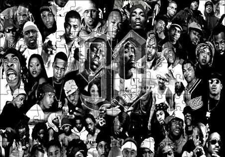 Cakapuzzle  90 Rap Şarkıcısı Monochrome Puzzle Yapboz MDF Ahşap