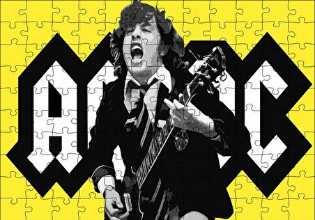 Cakapuzzle  ACDC Angus Young Sarı Zemin Puzzle Yapboz MDF Ahşap