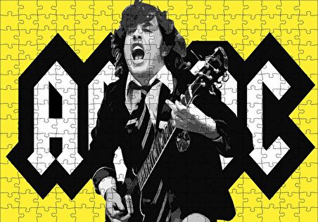 Cakapuzzle  ACDC Angus Young Sarı Zemin Puzzle Yapboz MDF Ahşap