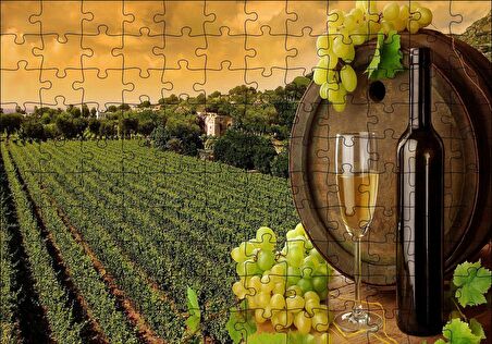 Cakapuzzle  Beyaz Şarap Bağı Puzzle Yapboz MDF Ahşap