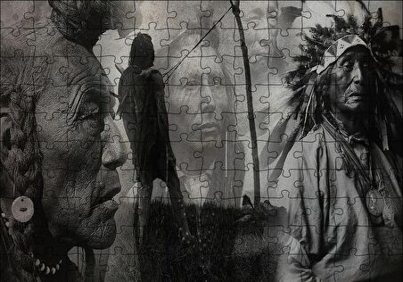 Cakapuzzle  Bilge Kızılderililer Siyah Beyaz Puzzle Yapboz MDF Ahşap
