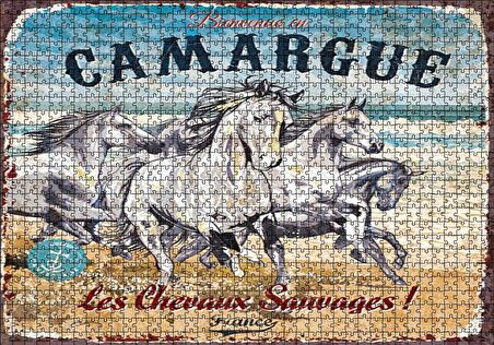 Cakapuzzle  Çatlak Zeminde Koşan Vahşi Atlar Puzzle Yapboz MDF Ahşap