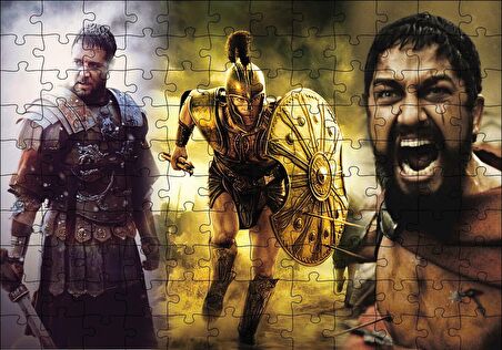 Cakapuzzle  Gladyatör Troy ve 300 Spartalı Kompozisyon Puzzle Yapboz MDF Ahşap