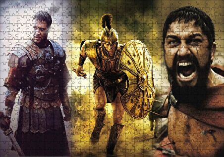 Cakapuzzle  Gladyatör Troy ve 300 Spartalı Kompozisyon Puzzle Yapboz MDF Ahşap