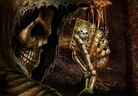 Cakapuzzle  İskambil Oynayan İskelet Puzzle Yapboz MDF Ahşap