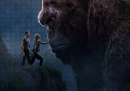 Cakapuzzle  King Kong ve İnsanlar Puzzle Yapboz MDF Ahşap