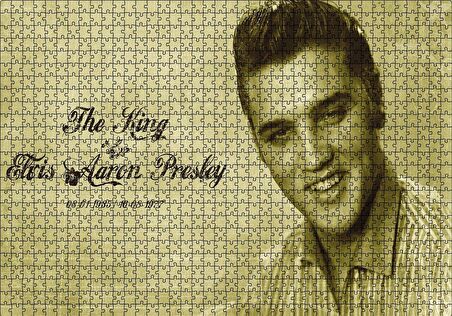 Cakapuzzle  Kral Elvis Aaron Presley Sepya Portre Puzzle Yapboz MDF Ahşap