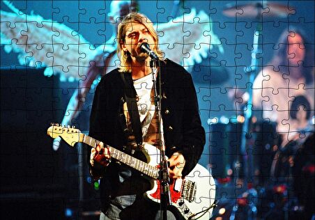 Cakapuzzle  Kurt Cobain Sahnede Şarkılarıyla Puzzle Yapboz MDF Ahşap