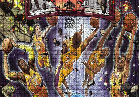 Cakapuzzle  Los Angeles Lakers Beşli Smaç Potaaltı Çizim Puzzle Yapboz MDF Ahşap