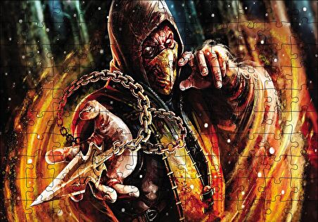 Cakapuzzle  Mortal Kombat X Scorpion Puzzle Yapboz MDF Ahşap