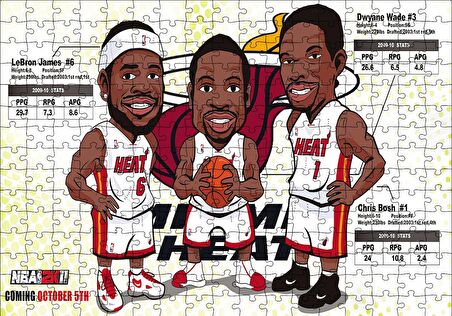 Cakapuzzle  NBA Lebron Dwyane Chris Karikatürize Puzzle Yapboz MDF Ahşap