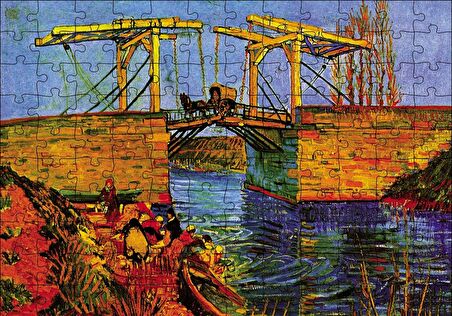 Cakapuzzle  Nehir Çamaşır Yıkayan Kadınlar ve Köprü Puzzle Yapboz MDF Ahşap