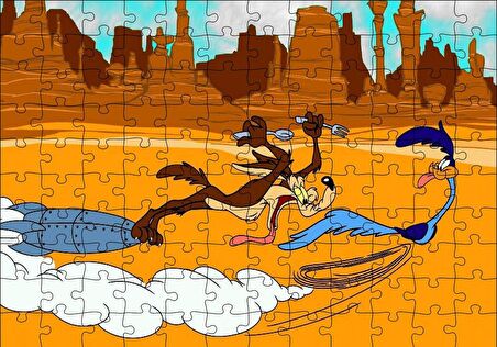 Cakapuzzle  Road Runner ve Coyote Puzzle Yapboz MDF Ahşap