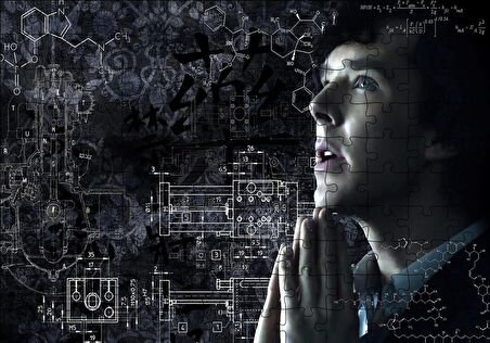 Cakapuzzle  Sherlock Benedict Cumberbatch ve Formüller Puzzle Yapboz MDF Ahşap