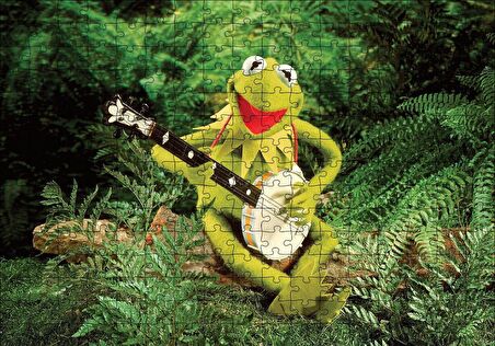 Cakapuzzle  The Muppets Kurbağa Kermit ve Enstrümanı Puzzle Yapboz MDF Ahşap