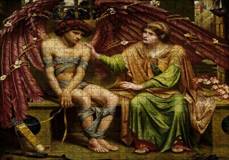 Cakapuzzle  Bandajlı Aşk ve Umut Yağlı Boya Puzzle Yapboz MDF Ahşap