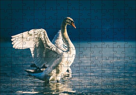 Cakapuzzle  Gölde Kanatlarını Açan Kuğular Puzzle Yapboz MDF Ahşap