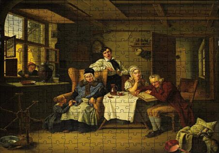 Cakapuzzle  İncil Okuyan Aile Yağlı Boya Puzzle Yapboz MDF Ahşap