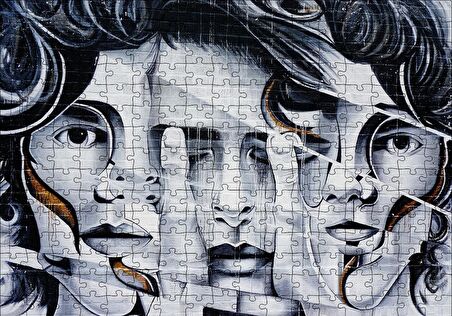 Cakapuzzle  Parmaklar ve Yüzler İllüzyonik Duvar Boyama Puzzle Yapboz MDF Ahşap