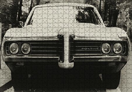 Cakapuzzle  Pontiac Otomobil Siyah Beyaz Fotoğraf Puzzle Yapboz MDF Ahşap