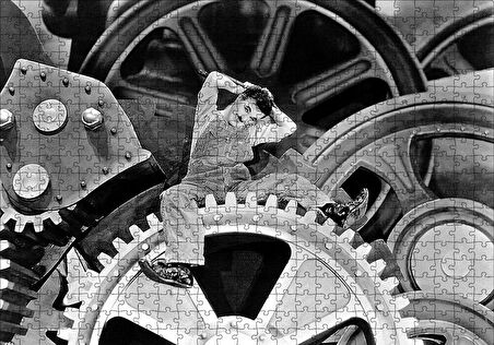 Cakapuzzle  Charlie Chaplin İşçi Çarklar Modern Zamanlar Puzzle Yapboz MDF Ahşap