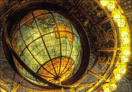 Cakapuzzle  Dünya Model Küre ve Etrafında Burçlar Puzzle Yapboz MDF Ahşap