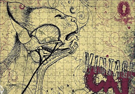 Cakapuzzle  Kedi Detaylı Kesit Çizim Puzzle Yapboz MDF Ahşap