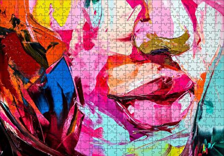 Cakapuzzle  Soyut Boyalı Kadın Yüzü Puzzle Yapboz MDF Ahşap