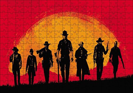 Cakapuzzle  Red Dead Redemption Kırmızı Arka Plan Puzzle Yapboz MDF Ahşap