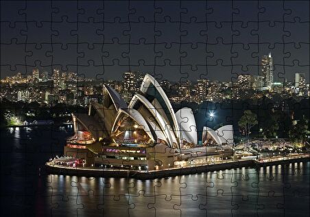 Cakapuzzle  Avustralya Sydney Gece Manzarası Puzzle Yapboz MDF Ahşap