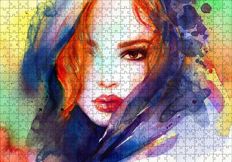 Cakapuzzle  Modern Sanat Başı Örtülü Kadın Puzzle Yapboz MDF Ahşap