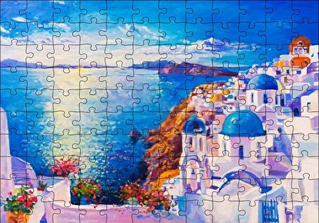 Cakapuzzle  Akdeniz Sahilinde Şehir Görseli Puzzle Yapboz MDF Ahşap