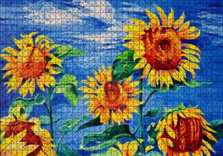 Cakapuzzle  Boyama Sanatı Günebakan Görseli Puzzle Yapboz MDF Ahşap