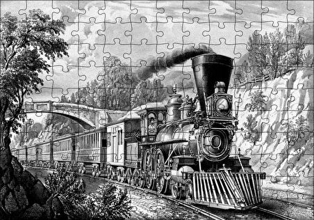 Cakapuzzle  Nostaljik Kömürlü Tiren Görseli Puzzle Yapboz MDF Ahşap
