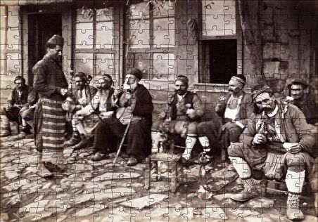 Cakapuzzle  1900 İstanbulda Nargile İçen İnsanlar Puzzle Yapboz MDF Ahşap