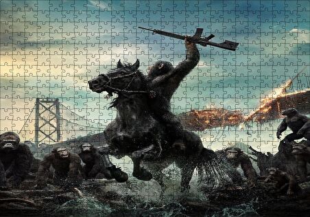 Cakapuzzle  Maymunlar Cehennemi Sezar Silahlı Komutan Puzzle Yapboz MDF Ahşap