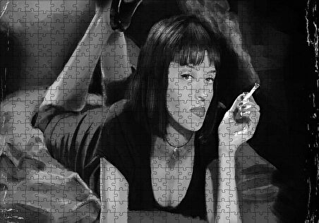 Cakapuzzle  Pulp Fiction Ucuz Roman 1994 Siyah Baeyaz Görseli Puzzle Yapboz MDF Ahşap