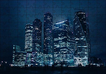 Cakapuzzle  Gece ve Gökdelenler Puzzle Yapboz MDF Ahşap