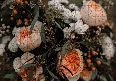 Cakapuzzle  Sarı Turuncu Beyaz Çiçekler Puzzle Yapboz MDF Ahşap