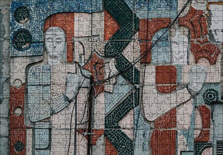 Cakapuzzle  Tarihi Duvar Mozaiği Adam ve Kadın Puzzle Yapboz MDF Ahşap