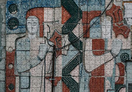 Cakapuzzle  Tarihi Duvar Mozaiği Adam ve Kadın Puzzle Yapboz MDF Ahşap