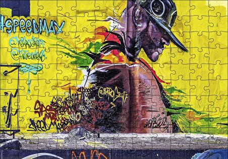 Cakapuzzle  Duvar Boyama Şapkalı Siyahi Puzzle Yapboz MDF Ahşap