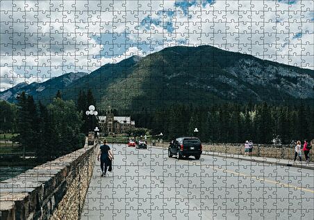 Cakapuzzle  Bulutlu Gökler Köprü ve Dağlar Puzzle Yapboz MDF Ahşap