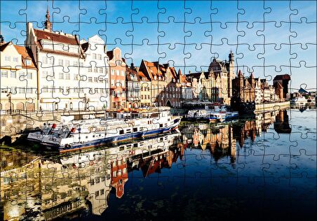 Cakapuzzle  Kanalda Tekneler ve Güneşli Tarihi Binalar Puzzle Yapboz MDF Ahşap