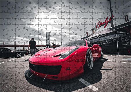 Cakapuzzle  Kırmızı Ferrari Önden Görünüş Puzzle Yapboz MDF Ahşap