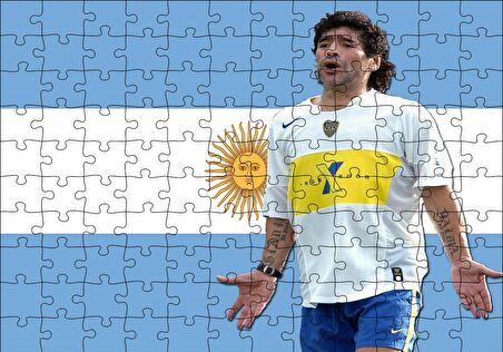 Cakapuzzle  Diego Maradona Buka Junior Takımında Puzzle Yapboz MDF Ahşap